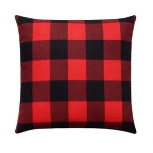 Red and Black Buffalo Check Plaid Throw Pillow Cover